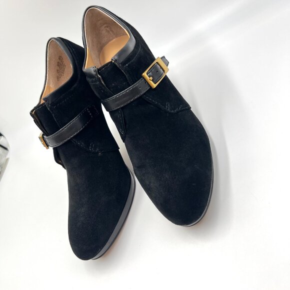 Franco Sarto Sabelle Black Suede Leather Booties Shooties Heels Pumps Shoes - Picture 5 of 14